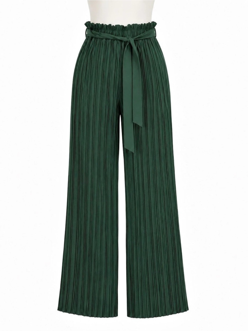 Bloom Seasons Forest Green High Waisted Pleated Wide Leg Pants Size L